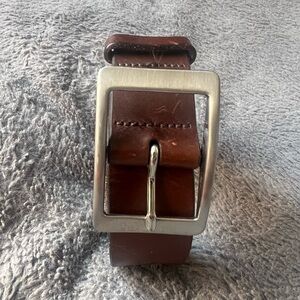 Martin Dingman Designer Brown Leather Belt with Silver Buckle Made in the USA